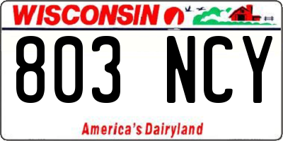 WI license plate 803NCY