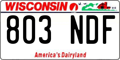 WI license plate 803NDF