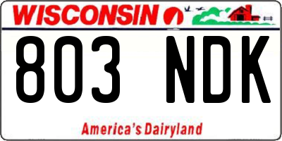 WI license plate 803NDK