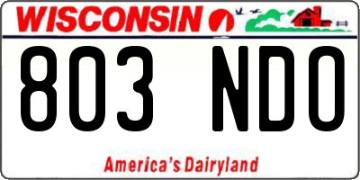 WI license plate 803NDO