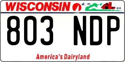 WI license plate 803NDP