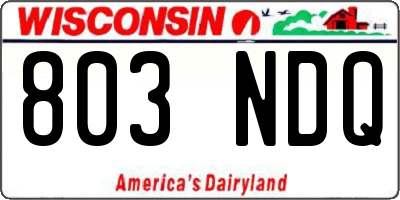 WI license plate 803NDQ