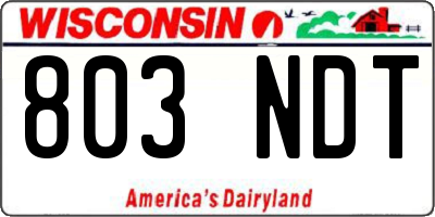 WI license plate 803NDT