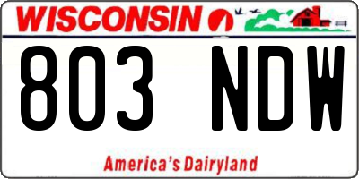 WI license plate 803NDW