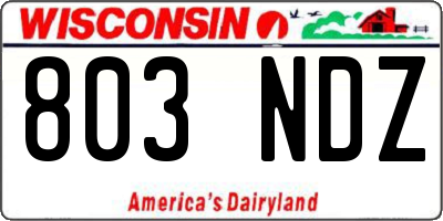 WI license plate 803NDZ
