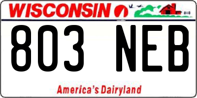 WI license plate 803NEB