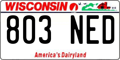 WI license plate 803NED