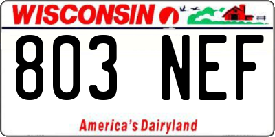 WI license plate 803NEF