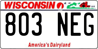 WI license plate 803NEG