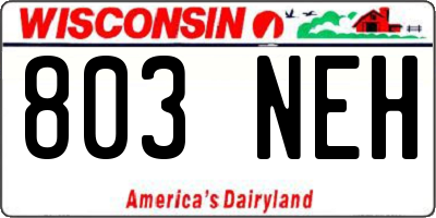 WI license plate 803NEH