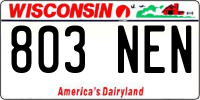 WI license plate 803NEN