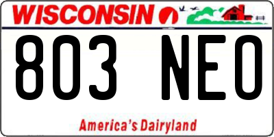 WI license plate 803NEO