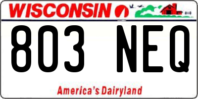WI license plate 803NEQ