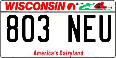 WI license plate 803NEU
