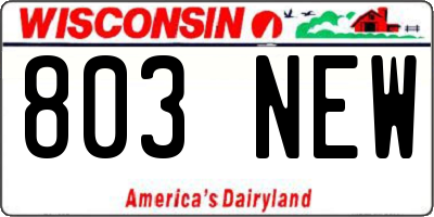 WI license plate 803NEW
