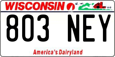 WI license plate 803NEY