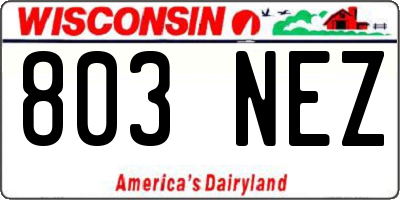 WI license plate 803NEZ