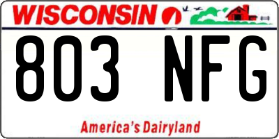 WI license plate 803NFG