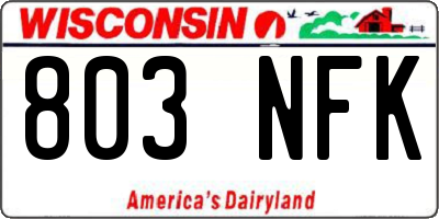 WI license plate 803NFK