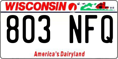 WI license plate 803NFQ