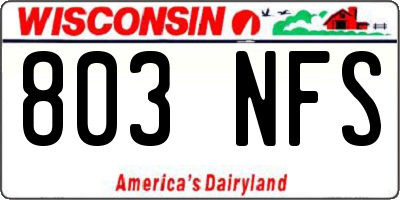 WI license plate 803NFS