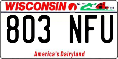 WI license plate 803NFU