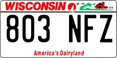 WI license plate 803NFZ