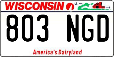 WI license plate 803NGD