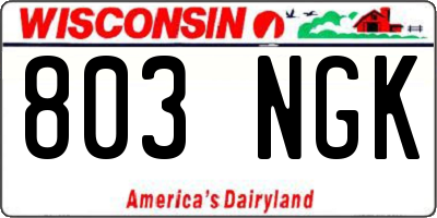 WI license plate 803NGK