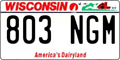 WI license plate 803NGM