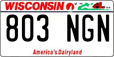 WI license plate 803NGN