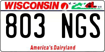 WI license plate 803NGS