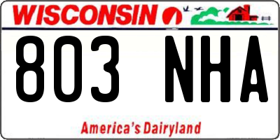 WI license plate 803NHA