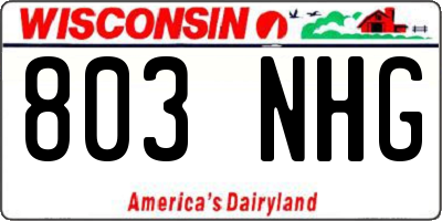 WI license plate 803NHG