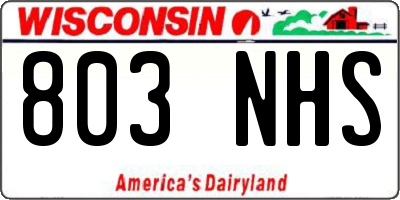 WI license plate 803NHS