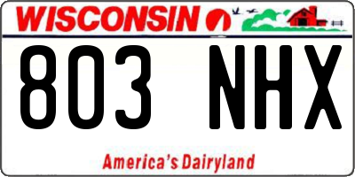 WI license plate 803NHX