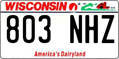 WI license plate 803NHZ