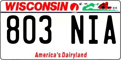 WI license plate 803NIA