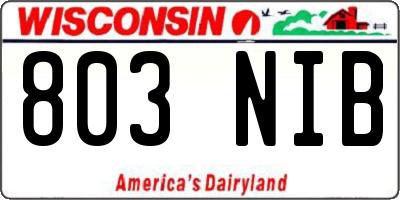 WI license plate 803NIB