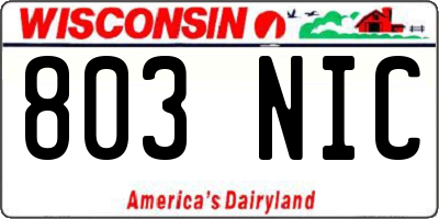 WI license plate 803NIC