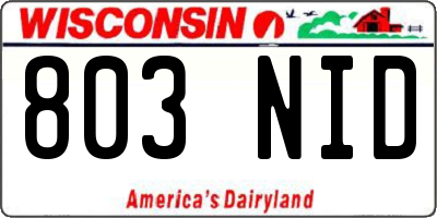 WI license plate 803NID