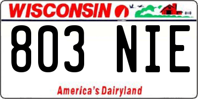 WI license plate 803NIE
