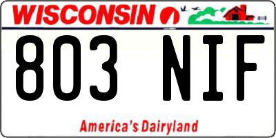 WI license plate 803NIF
