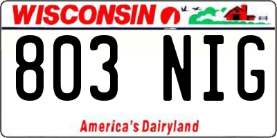 WI license plate 803NIG
