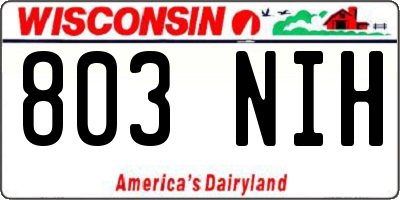 WI license plate 803NIH