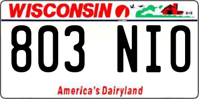 WI license plate 803NIO