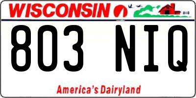 WI license plate 803NIQ