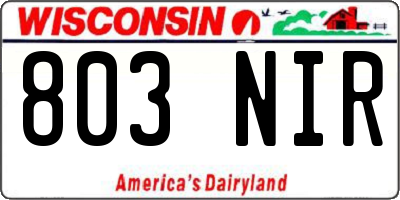 WI license plate 803NIR