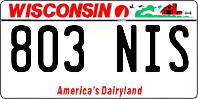 WI license plate 803NIS