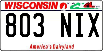 WI license plate 803NIX